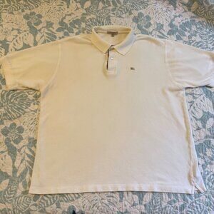 Burberry London Gold Emblem White Polo Shirt Sz XL